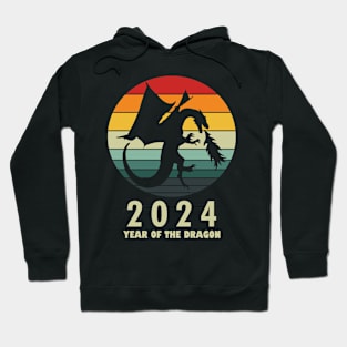 New Year 2024 Year Of The Dragon Retro Vintage New Year Hoodie